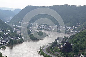 Kobern-Gondorf, Germany - 05 18 2024: Mosel flood between Gondorf, Lehmen and Niederfell photo