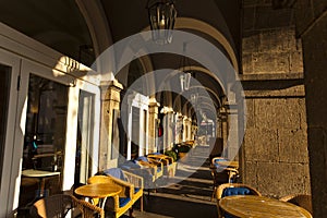 Koblenz city center. Cafee tables. photo