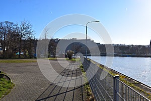 Koblenz, Germany - 02 27 2022: Mosel shortly before Deutsches Eck, LÃ¼tzel side