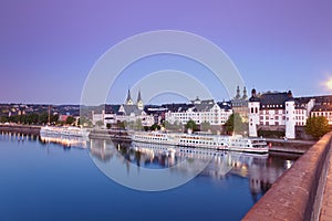 Koblenz ,View from Balduin bridge of old town with churches