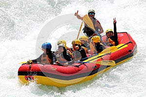 White water rafting on the rapids of river