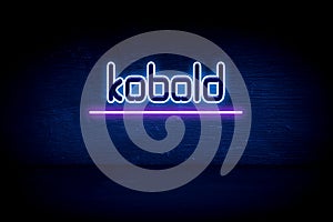 Kobold - blue neon announcement signboard photo