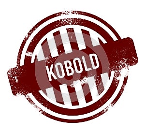 Kobold - red round grunge button, stamp photo