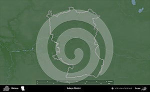 Kobryn District outlined, Belarus. Physical