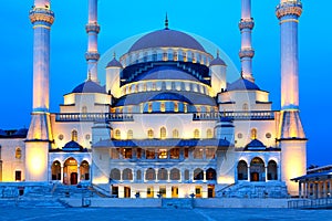 Kocatepe Mosque at sunset twilight in Ankara, Turkey