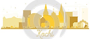 Kochi City Skyline Silhouette in Gold Color.