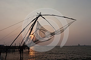 Kochi, India. Chinese fishing nets