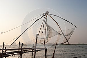 Kochi, India. Chinese fishing nets