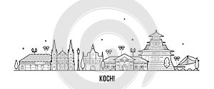 Kochi skyline India Trendy vector linear style