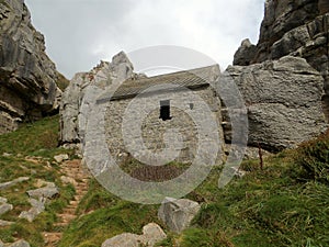 Saint Govan`s Chapel on the Pembrokeshire coast. photo