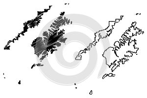 Kodiak Island Borough, Alaska Boroughs and census areas in Alaska, United States of America,USA, U.S., US map vector