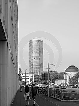 Koelntriangle skyscraper in Koeln, black and white