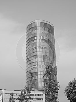 Koelntriangle skyscraper in Koeln, black and white