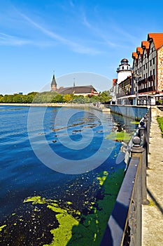 Koenigsberg Cathedral and Fishing Village. Kaliningrad (until 1946 Koenigsberg), Russia