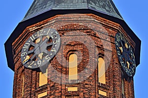 Tower of Koenigsberg Cathedral, Gothic temple of the 14th century. Symbol of Kaliningrad until 1946 Koenigsberg, Russia