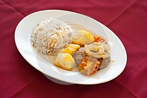 Kofta with Rice, lebanese food. photo
