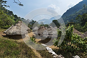 Kogi village in the forest in the Sierra Nevada de Santa Marta in Colombia