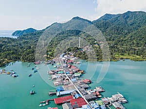 Koh Chang island from drone, Bang Bao village, Thailand photo