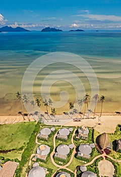 Koh Mak tropical island, paradise beach and resort, near koh Chang, Trat, Thailand. View from a height 