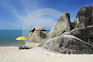 Koh samui beach sun loungers thailand