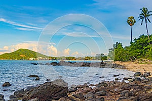 Koh Samui island beach coast rocks forest landscape panorama Thailand