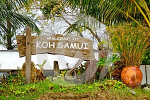 Koh Samui wooden sign photo