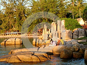 Koh Tao, thai couple in sunset