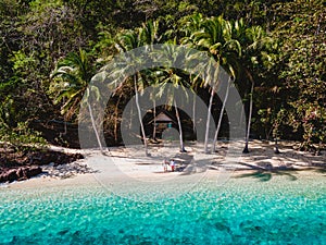 Koh Wai Island Trat Thailand near Koh Chang with a wooden bamboo hut bungalow on the beach