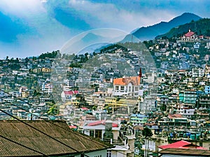 Kohima cityscape in early hours, Nagaland, India photo