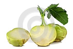 Kohlrabies on white