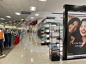 Kohls retail store interior during the holidays distant aisle