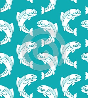 Koi carp pattern seamless. fish ornament. Vector background