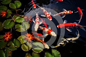 Carp orange nature koi garden fish pond goldfish red water