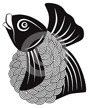 Koi Fish Black and White vector Illustration