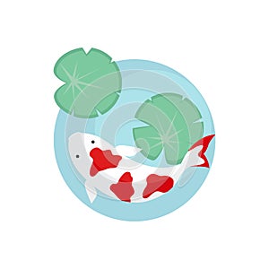 Koi fish pond icon vector
