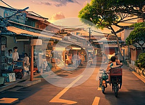 Koja, Okinawa, Japan. Generative AI.