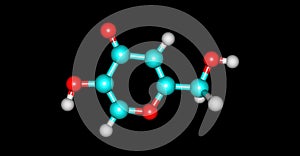 Kojic acid molecular structure isolated on black