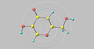 Kojic acid molecular structure isolated on grey