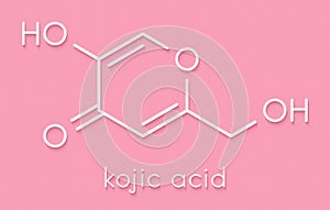 Kojic acid molecule. Used as food additive and for skin depigmentation in cosmetics. Skeletal formula.
