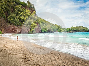 Koki Beach Park, Maui. The dark red sand at Koki Beach produced by Ka Iwi O Pele