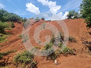 kokkinopilos or red soil in preveza greece hills red like desert