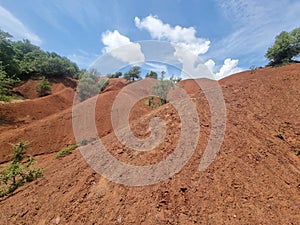 kokkinopilos or red soil in preveza greece hills red like desert