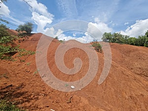 kokkinopilos or red soil in preveza greece hills red like desert