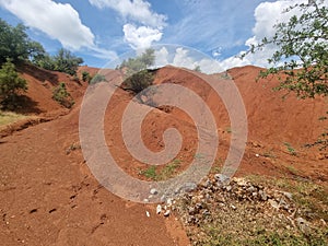 kokkinopilos or red soil in preveza greece hills red like desert