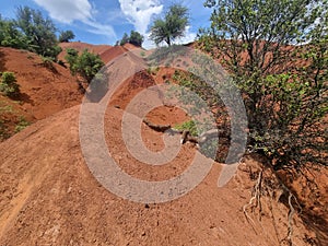 kokkinopilos or red soil in preveza greece hills red like desert