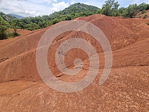 kokkinopilos or red soil in preveza greece hills red like desert