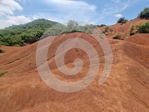 kokkinopilos or red soil in preveza greece hills red like desert