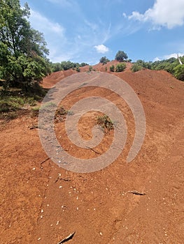 kokkinopilos or red soil in preveza greece hills red like desert