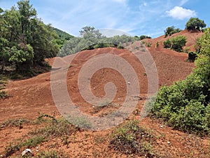 kokkinopilos or red soil in preveza greece hills red like desert