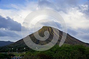 Koko Head Crater with stair trail up side visible